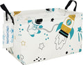 LANGYASHAN Rectangular Storage Bin Collapse Canvas Fabric Cartoon Storage Basket with Handles for Organizing Home Kitchen Boys and Girls Toys Office Closet Shelf Baskets (Rec space astronaut)-Ruum Studio Home