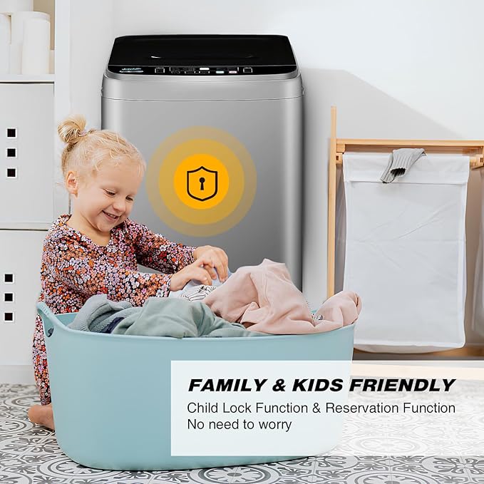 Portable Washing Machine 2.3 Cu. Ft. Full-Automatic Compact Washer Machine for Apartment, 10 Wash Program Small Portable Washer for Dorm, Apartment, RV, Home, Silver-Ruum Studio Home