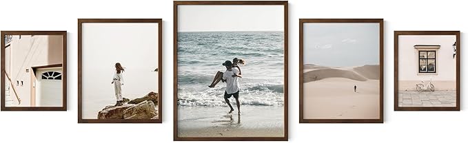 HAUS AND HUES Photo Gallery Wall Frame Set - Set of 5 Walnut Frames for Gallery Wall, Gallery Wall Frames, Multiple Picture Frames for Wall Collage (Two 8x10, Two 11x14, One 16x20 Framed Walnut)-Ruum Studio Home