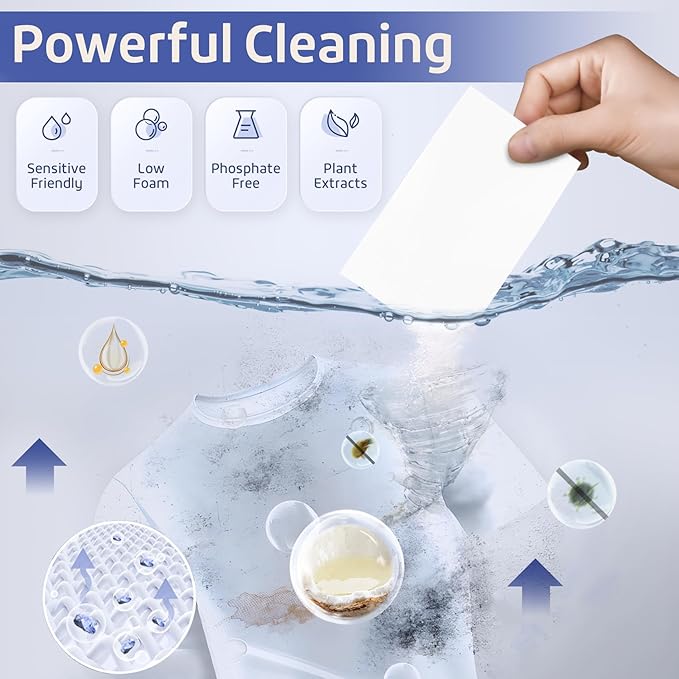 Poesie Laundry Detergent Sheet Ocean Breeze Scent 160 Loads Portable Non-Plastic Drawer Box Travel-Friendly Liquidless Portable No Mess Laundry Soap Strips for Home Dorm RV Outdoor Trip-Ruum Studio Home