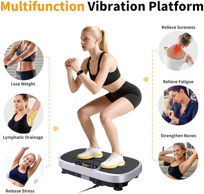 Vibration Plate Exercise Machine, Vibrating Plate Machine with Bluetooth for Lymphatic Drainage, Vibration Platform for Women Men Full Body Weight Loss-Ruum Studio Home