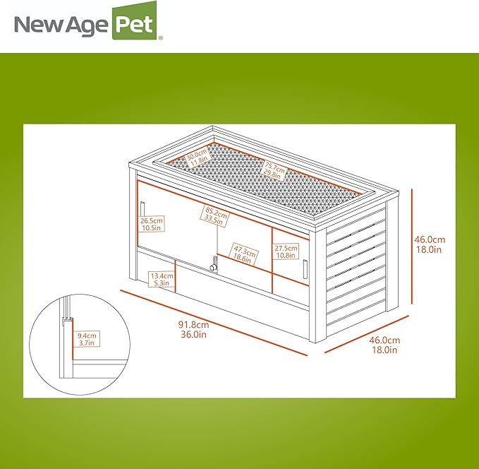 New Age Pet ECOFLEX 36" Mojave Reptile Lounge -Durable Wood Plastic Composite Habitat with Ventilation, Removable Glass Doors & Lock, Easy Assembly, for Tortoises, Snakes, Iguanas-Ruum Studio Home