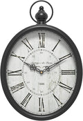 Menterry Oval Retro Wall Clock, Rustic Vintage Style, Black Antique Design, Battery Operated Silent Decor Large Wall Clocks for Kitchen,Farmhouse,Office (15.5" H x 10.5" W)-Ruum Studio Home