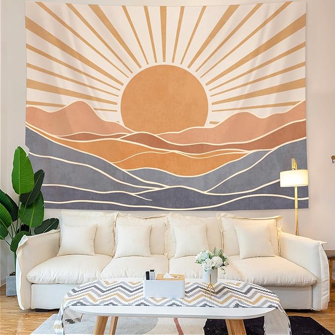 Lunerfex Boho Sun Tapestry Sunset Wall Tapestry, Mountain Tapestries for Bedroom 80s Tapestries Wall Hanging for Bedroom Living Room Decor Boho-3 44"x60"-Ruum Studio Home