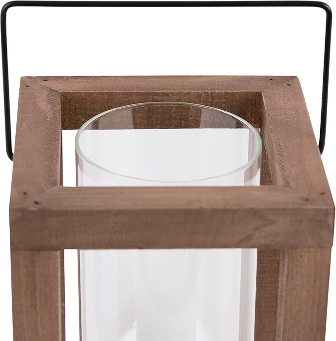 Zingz & Thingz Wooden Candle Lanterns, Decorative Light Home Decor, 9" Tall, Rustic Garden-Ruum Studio Home