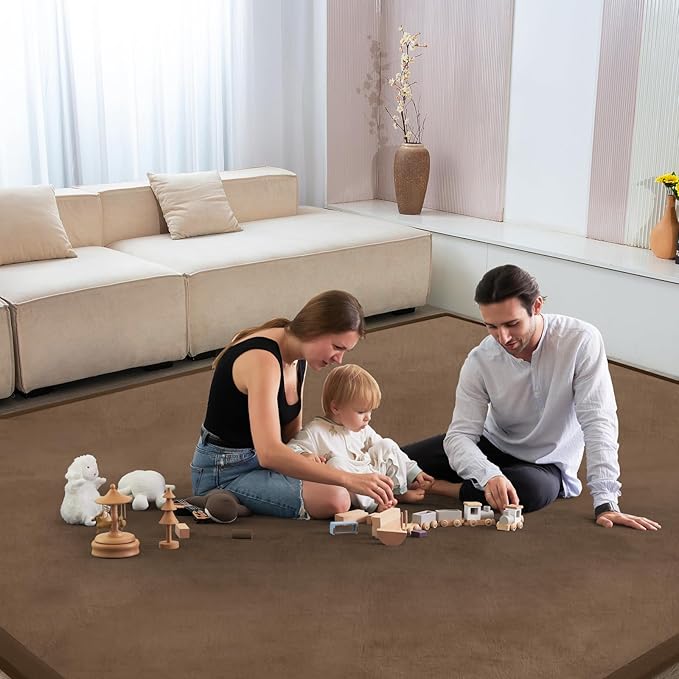 Baby Play Mat for Floor Tummy Time Nursery Rug Muscle Area Rug Playroom Rug Tatami 50 * 50" Memory Foam 1.3" Thick Crawling Mat For Babies,Toddlers, Infants, Kids,Floor Mat,Coffee-Ruum Studio Home