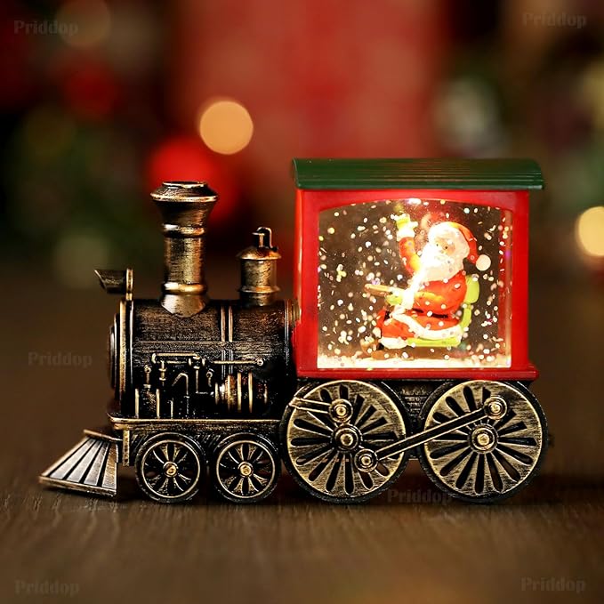 Christmas Snow Globe Train Santa Claus Reindeer Gifts Tree Classic Relief Texture Battery Powered LED Glitter Christmas Decorations Indoor-Ruum Studio Home