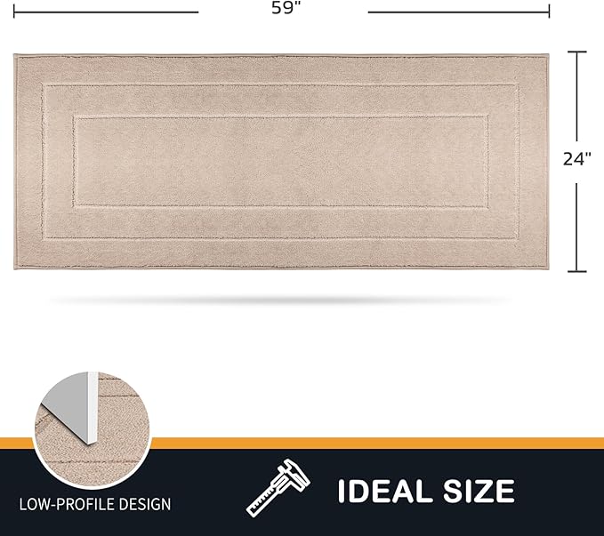 PURRUGS Dirt Trapping Door Mat 24" x 59", Non-Slip/Skid Machine Washable Entryway Rug, Dog Doormat, Super Absorbent Welcome Mat for Muddy Wet Shoes and Paws, Beige-Ruum Studio Home