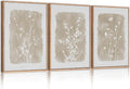 HPINUB Large Boho Wildflowers Canvas Framed Wall Art Set,Minimalist Vintage Flower Wall Decor,Beige Floral Botanical Artwork for Living Room Bedroom,Dining Room,Office -24"x36"x3-Ruum Studio Home