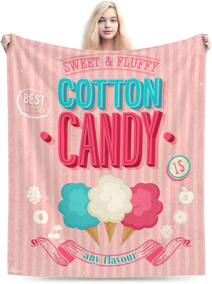 HGOD DESIGNS Candy Throw Blanket Sweet and Colorful Candy Pink Blanket Super Soft Flannel Throw Blanket Lightweight Plush Fuzzy Bed Blanket for Bedding Sofa and Travel 50"X60"-Ruum Studio Home