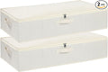 Under the Bed Storage Bins, Closet Organizers with Reinforced Handles for Blanket, Sheets, Pillows, Towels, Shoes, Beige, 2 Pack, 23.6 x 11.8 x 5.9 Inch-Ruum Studio Home