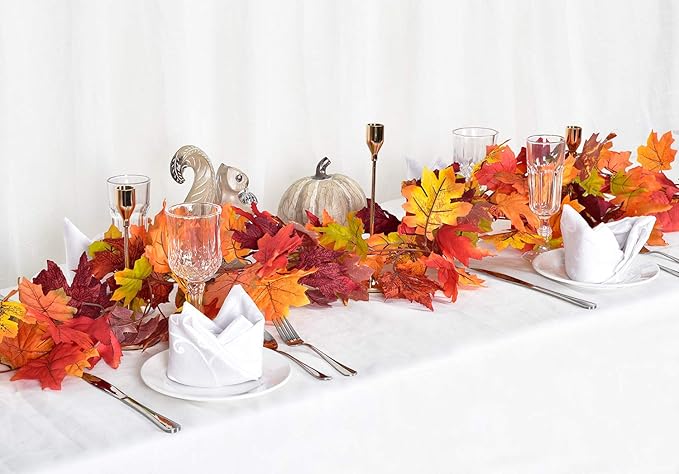 Lvydec 2 Pack Fall Garland Decoration - 5.8ft/Strand Artificial Maple Garland Colorful Leaves Autumn Decor for Home Wedding Party Thankgiving (Mixed Color)-Ruum Studio Home