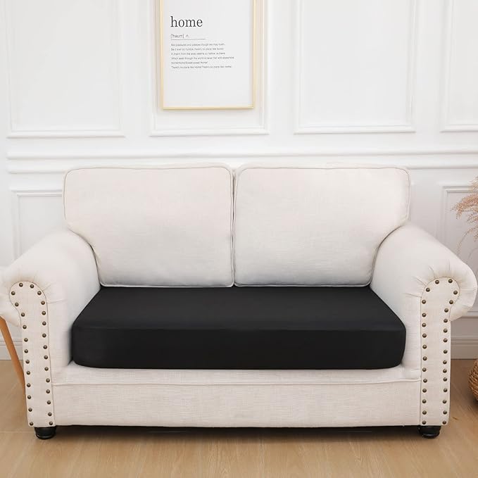 hyha Waterproof Couch Cushion Covers, Stretch Sofa Couch Seat Slipcover for Dog Washable, Non-Slip Waterproof Outdoor Cushion Covers for Patio Furniture Replacement (1 Piece for Medium, Black)-Ruum Studio Home