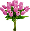 Mandy's Artificial Tulips 20 Stems Lavender PU Faux Flowers for Wedding Home Decor 13.5 Inch-Ruum Studio Home