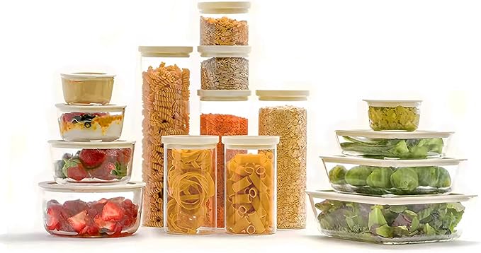 Urban Green Glass Food Storage Jar with Glass Lid, Food Canister Set with Airtight Lids, Pantry Jars for Kitchen Organization, Food Storage Containers in Set of 5-Ruum Studio Home