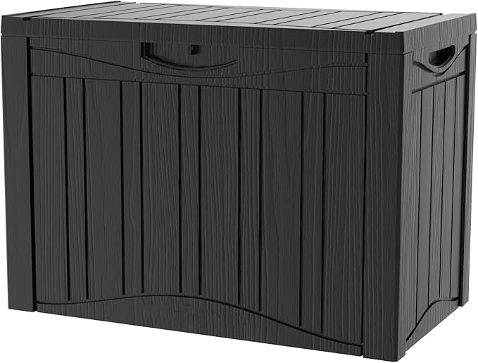 45 Gallon Outdoor Storage Box Waterproof Lockable Resin Deck Box Large, Patio Storage Bin for Pool Accessories Cushion Furniture, Garden Tools, UV-Resistant Outside Delivery Black-Ruum Studio Home