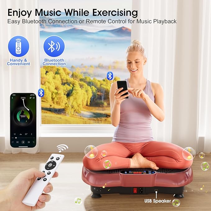 Vibration Plate Exercise Machine, 180 Speed Levels Vibration Plate for Lymphatic Drainage, Whole Body Workout Vibrating Fitness Platform, Effective for Weight Loss, Shaping, Toning & Wellness-Ruum Studio Home