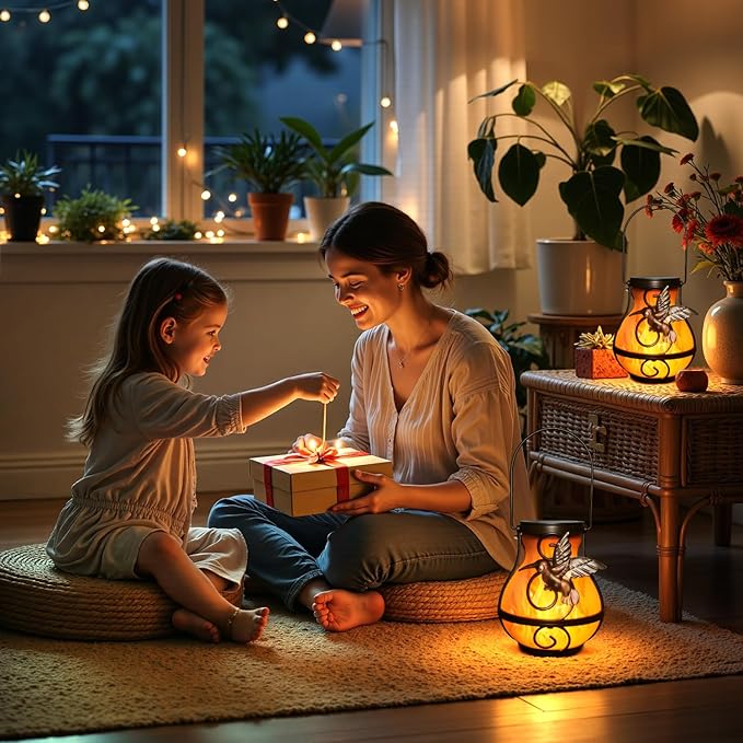 2 Pack Solar Lanterns for Outside Hanging,Solar Garden Lights Outdoor Waterproof with Flickering Flame,Led Lantern for Patio Yard Camping Halloween Decorations,Gardening Gifts for Mom-Ruum Studio Home