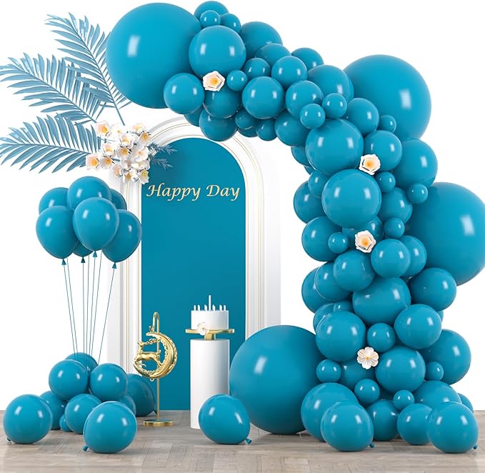 130pcs Peacock Blue Balloons Different Sizes 18" 12" 10" 5" Teal Blue Latex Balloon Garland Arch Kit for Birthday Baby Shower Graduation Wedding Gender Reveal Anniversary Party Decorations-Ruum Studio Home