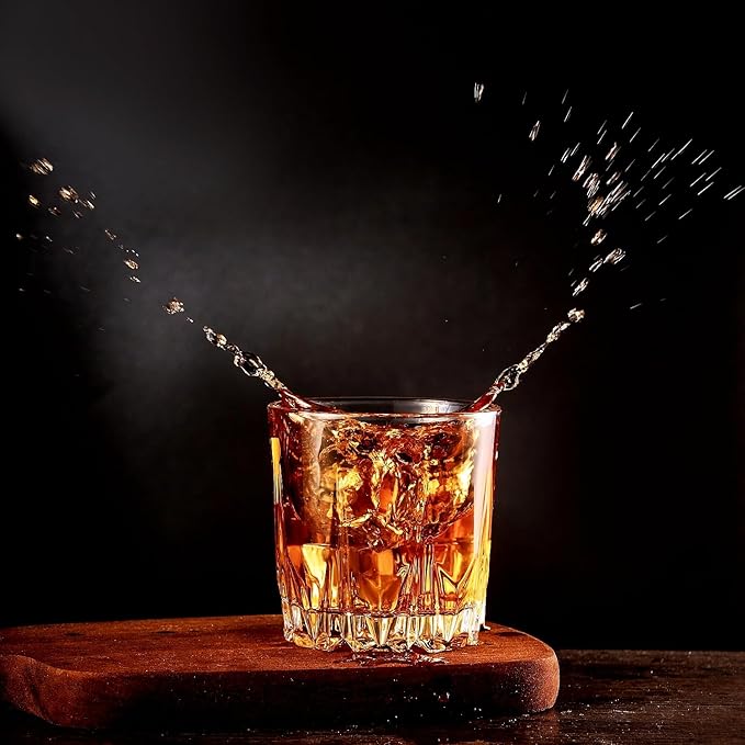 Whiskey Glasses Set of 4,Lead-Free Crystal Old Fashioned Glass,Scotch Glass Tumblers for Drinking Bourbon,Cognac,Irish Whisky,Whisky Glass Gift Set for Men,Dad,Brother-10oz-Ruum Studio Home