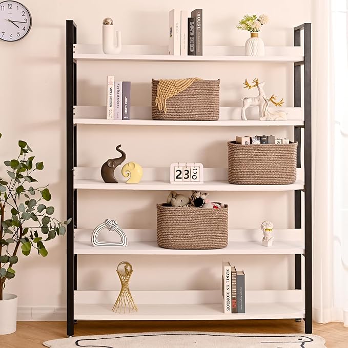 Storage Baskets for Organizing Shelves, Woven Cotton Rope Bins for Baby Nursery Organization, Book Toy Towel Organizer, 15"x11"x9.5", 3 Packs, Dark Brown-Ruum Studio Home