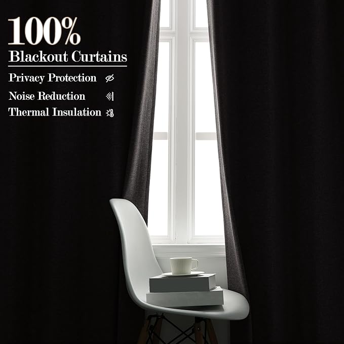 Full Blackout Privacy Curtains, 240 Inch Extra Wide Linen Blend Drapes, Pinch Pleat Window Drapery for Room Divider Storage/Space Room Separation, 1 Panel, W 240" x L 108", Browish Grey-Ruum Studio Home