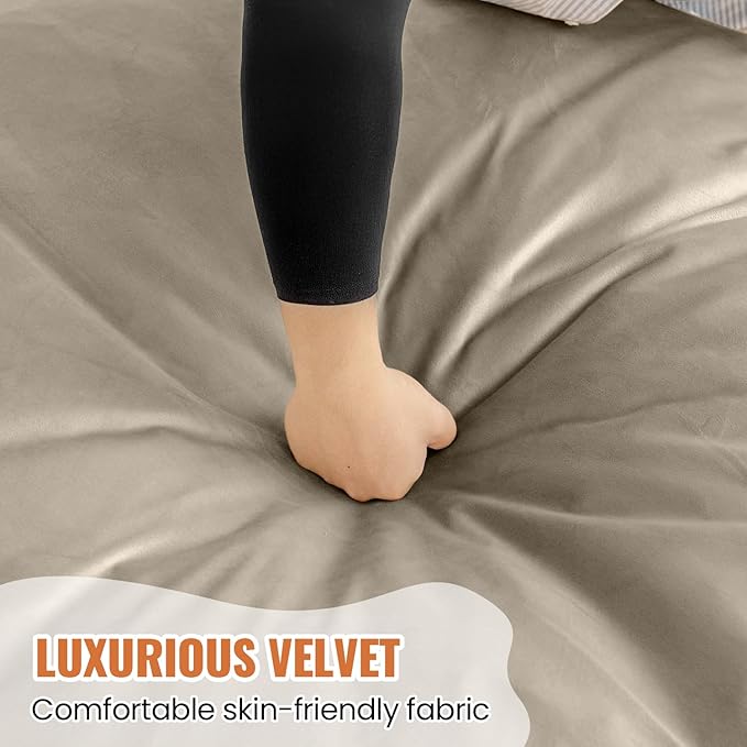 4FT Bean Bag Chair: Bean Bag with Velvet Cover, Fluffy and Comfy Bean Bag Chairs for Adults and Kids, Bean Bag Sofa Filled with High-Density Sponge for Gaming (Light Grey)-Ruum Studio Home