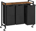 HOOBRO Laundry Sorter 3 Section, Laundry Hamper with Wheels, 3 × 11.5 Gal (43.5 L), Rolling Laundry Basket, Pull-Out and Removable Oxford Fabric Laundry Bags, Rustic Brown and Black BF76XY01-Ruum Studio Home