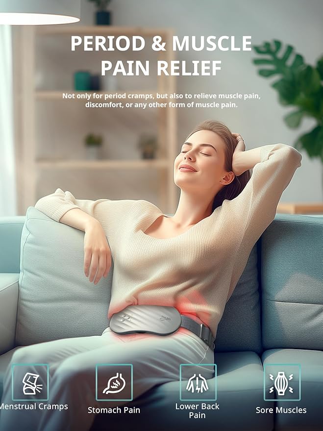 Slimpal Heating Pad for Period Cramps, Portable Heating Pad for Menstrual Relief, Electric Cordless Heating Belt for Back, Belly, Waist, Stomach, Wearable Heat Belt Gifts for Her Women Girl, Grey-Ruum Studio Home