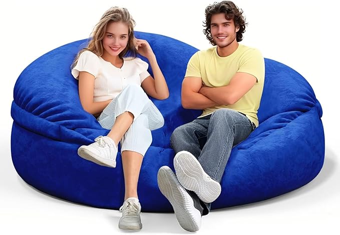 Bean Bag Chair for Adults 4FT,Soft Removable Cover for Teens/Girls Bedroom,Fluffy Giant Round Floor Beanbag Lounger Chairs (No Filler,Sapphire)-Ruum Studio Home