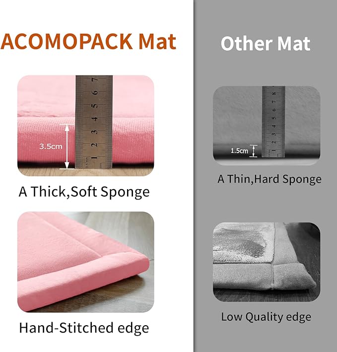 ACOMOPACK Baby Play Mat for Floor,1.3" Thick Memory Foam Area Rug for Living Room,Soft Velvet Crawling with Non-Slip Bottom for Kid,Toddler,39"×59" Tummy Time Nursery Rugs,Yoga（Pink）-Ruum Studio Home