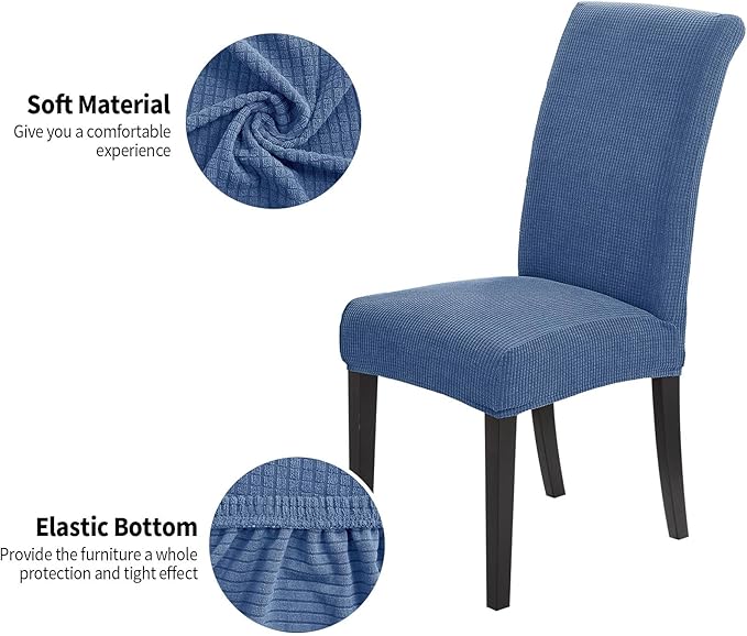 Joccun Chair Covers for Dining Room Set of 6, Dining Chair Slipcovers Stretch Dining Room Chair Covers Seat Protector,Washable Parsons Chair Cover for Home,Banquet(Riverside,6 Pack)