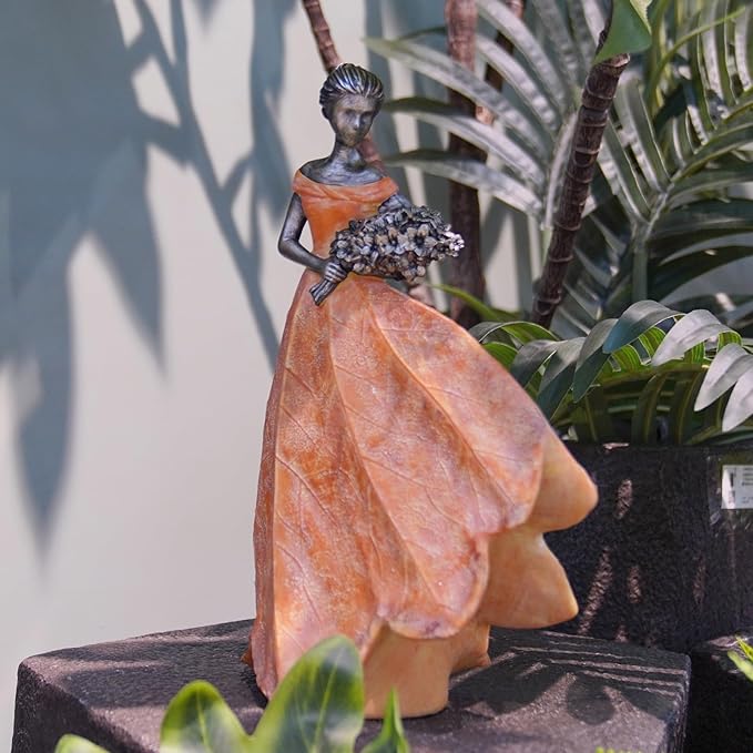 Guichifun Fairy Statue Collection Home Decoration - Orange Leaf Angel Girls Resin Fall Decor for Outside or Inside Rustic Garden Outdoor Yard Decorations Figurines Gift 7.5 x 4.5 x 11.5 Inch-Ruum Studio Home