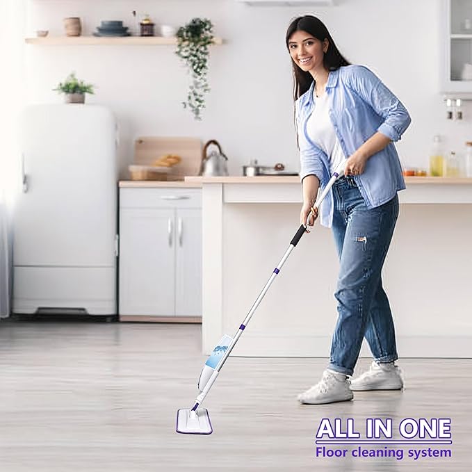 Spray Mop for Floor Cleaning with 60" Extension Handle, Dry/Wet Mop with 14oz Refillable Bottle, 3 Washable Pads&5 Disposable Refills for Hardwood Laminate Tile Floor Dust Cleaning.-Ruum Studio Home