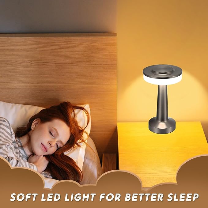 VIHOSE Set of 8 LED Portable Cordless Table Lamp with Touch Sensor 3 Color Stepless Dimming Rechargeable Battery up to 15 Hours Cordless Table Light Wireless Lamp for Nursery(Silver)-Ruum Studio Home