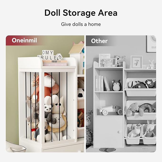 Treesland 55 Inch Large Kids Toy Storage Organizer, Kids Bookshelf Bookcase, Toy Storage Cabinet for Playroom, Bedroom Nursery-Ruum Studio Home