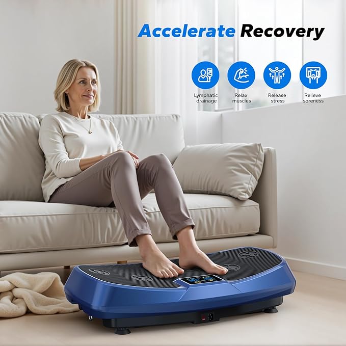 MERACH Vibration Plate Exercise Machine, 3D & 4D Vibration Plate with 2 Tension Ropes LED Display, Whole Body Vibration Platform for Women Men, Exercise Equipment for Home-Ruum Studio Home