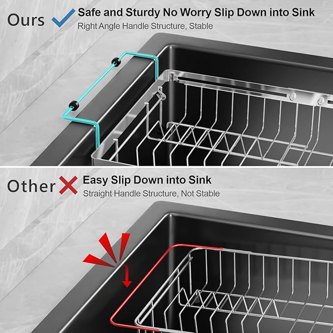 GSlife Expandable in Sink Dish Drying Rack - Stainless Steel Capacity Adjustable Over The Sink Dish Rack (13.4''-20.4''), Dish Drainer for Kitchen Sink Counter with Utensil Holder, Silver-Ruum Studio Home