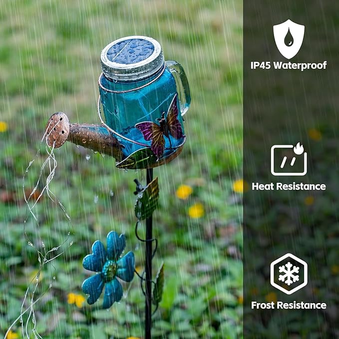 Solar Watering Can Light, Yard Outdoor Decor Lights, IP65 Waterproof, Hanging Butterfly Garden Light, Outside Garden Flower Bed Decor, Women Gift, Birthday Gifts-Ruum Studio Home