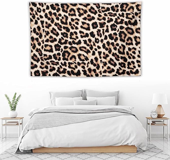HZOHNAGO Leopard Print Tapestry Rustic Brown Leopard Wild Animal Printed Wall Tapestry Painting Wall Hanging for Bedroom Living Room Dorm 60" W x 40" H-Ruum Studio Home