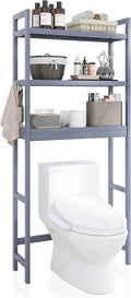 SMIBUY Bathroom Storage Shelf, Bamboo Over-The-Toilet Organizer Rack, Freestanding Toilet Space Saver with 3-Tier Adjustable Shelves (Grey)-Ruum Studio Home