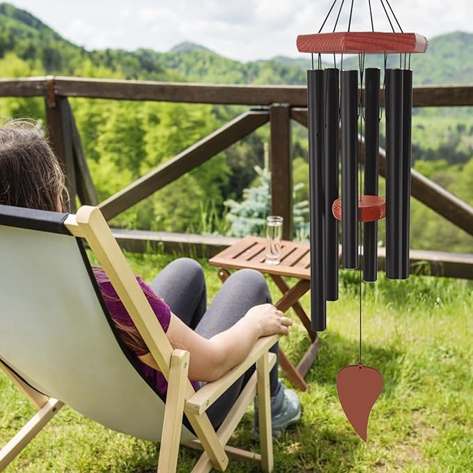Wind Chimes for Outside, Memorial Wind Chimes with 6 Long Metal Tubes, Sympathy Wind Chime with Sound, Perfect for Garden, Patio and Yard-Ruum Studio Home