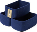 Small Storage Baskets for Organizing | Closet Organizer Bins | Shelf Toy Basket | Woven Rope Baskets | Cube Decorative Box | Shallow Basket | 11.5x7.5x4.7” | 3 Packs Navy Blue-Ruum Studio Home