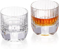 KAMMAK Crystal Whiskey Glasses Set of 2, 7.44oz Old Fashioned Glasses Stemless, Luxury Hand Blown White Cocktail Glasses, Handcrafted Cut Design Octagon Cup for Women, Men Gift for Bourbon-Ruum Studio Home