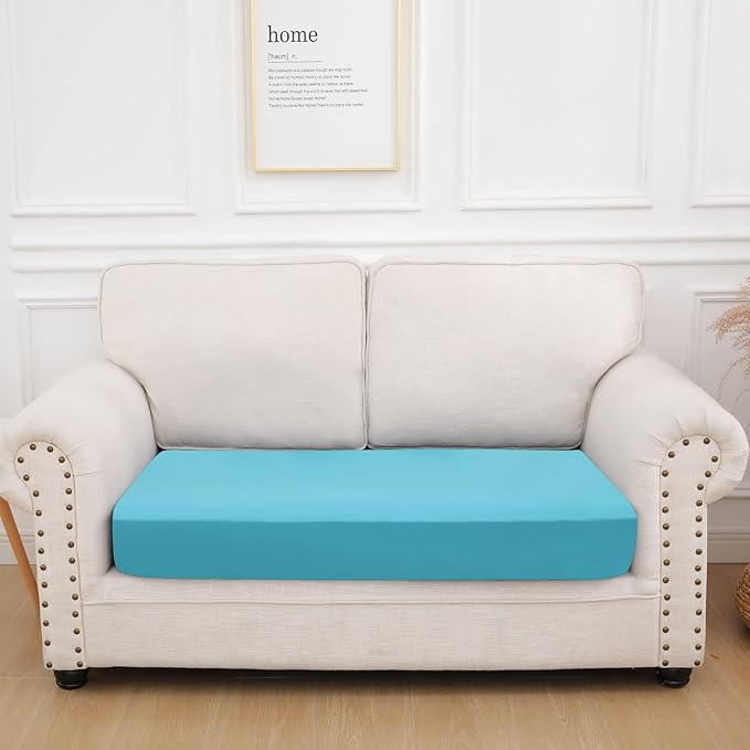 hyha Waterproof Couch Cushion Covers, Stretch Sofa Couch Seat Slipcover for Dog Washable, Non-Slip Waterproof Outdoor Cushion Covers for Patio Furniture Replacement (1 Piece for Medium, Peacock Blue)-Ruum Studio Home