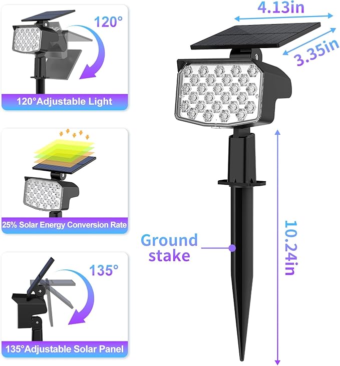 WELALO Solar Color Changing Spot Lights Outdoor, Waterproof Solar Christmas Lights with 9 Modes, Multicolor RGB Landscape Spotlights for Garden Yard Driveway Lawn Patio Pathway Decorations, 2 Pack-Ruum Studio Home