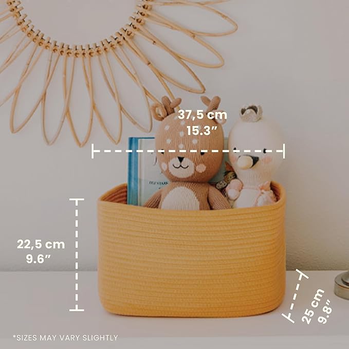 OrganiHaus Woven Storage Baskets for Organizing, Cotton Rope Organizer Bins for Shelves, Closet & Nursery, Dog Toy Basket, Decorative Bins for Toys, Towels & Books - 15x10x9, Orange-Ruum Studio Home