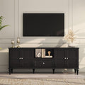 ARTPOWER 67'' Mid-Century Modern TV Stand with Storage Drawer and Doors, Long TV Stand with Adjustable Shelves for 75 Inch TV for Living Room, Bedroom, Black-Ruum Studio Home