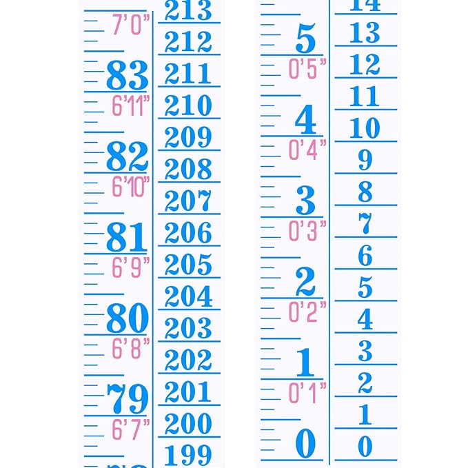 Tatuo Growth Chart Wall Labels Height Indicator Tape Ruler Growth Chart Decor Height Indicator Adhesive Ruler for Home Room Measuring(Blue)-Ruum Studio Home