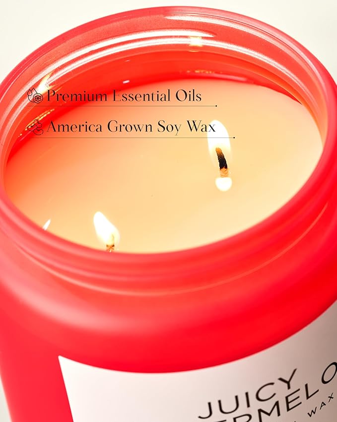 M&SENSE Juicy Watermelon Scented Candle, 19.4oz 110 Hours Clean Non Toxic Natural Soy Wax Long Lasting Candle for Women Men, 2 Wick Fruit Scent Home Fragrance Home Decor for Housewarming Gifts-Ruum Studio Home